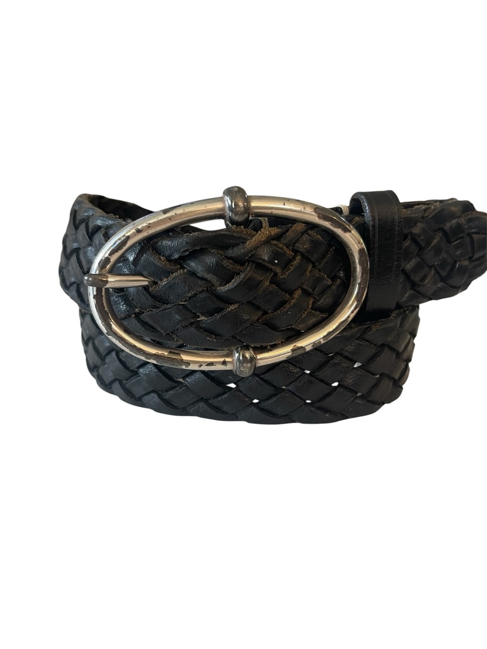 Ariat Bristol Black Western Braided Leather Belt Silver Buckle 32